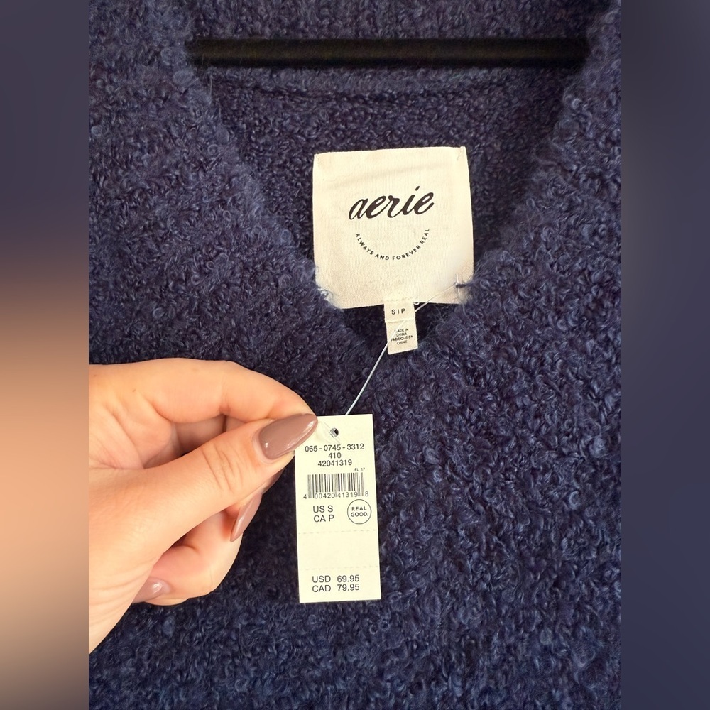 Aerie Teddy Boucle Sweater in Navy 🦋 - Picture 3 of 5